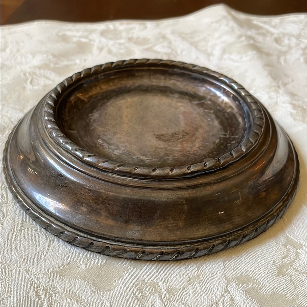 Pottery Barn silver plate Pillar candle holder